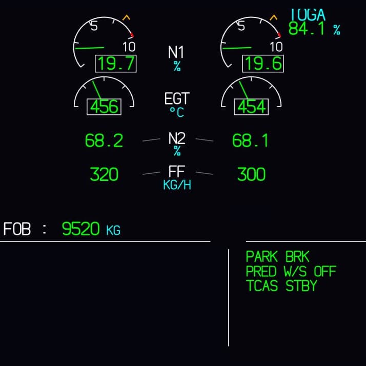 The E/WD display as shown in Fly-K