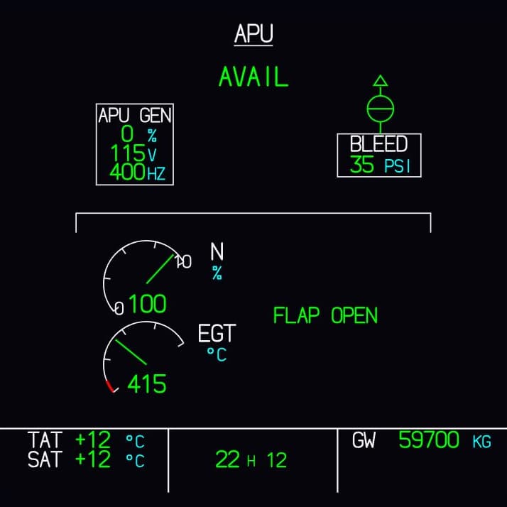 The APU display as shown in Fly-K