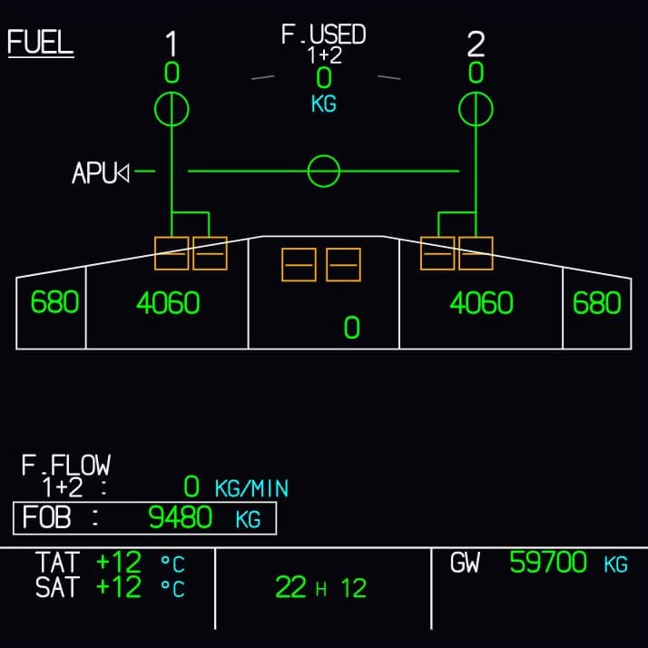 The FUEL display as shown in Fly-K